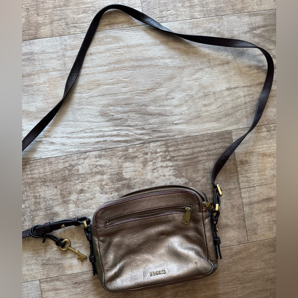 Metallic fossil crossbody
